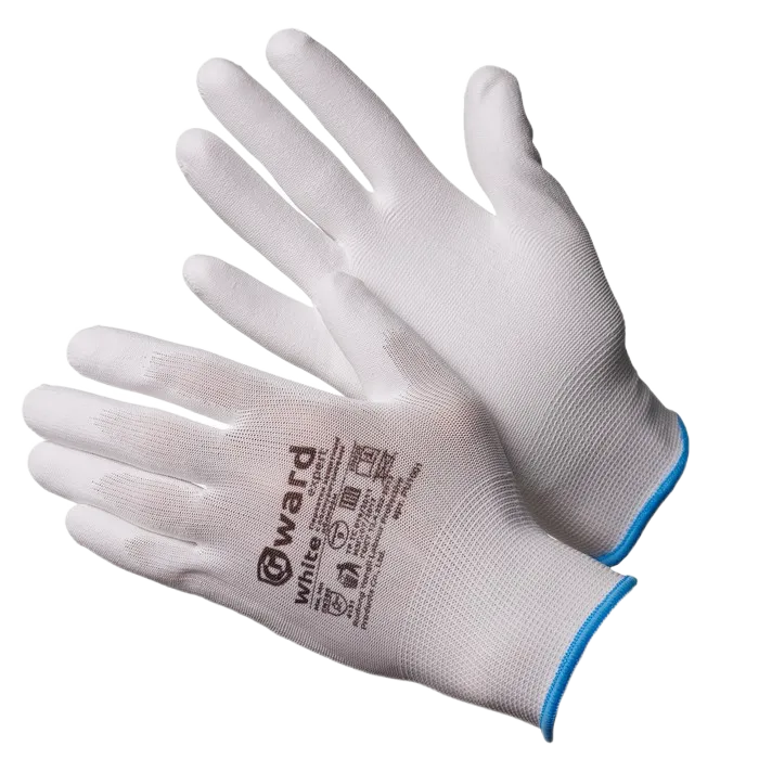 Перчатки Gward нейлоновые с полиуретановым покрытием, белый, PU1001