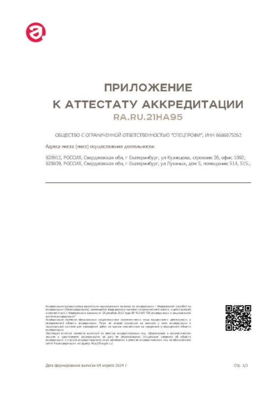Аккредитация лаборатории ООО «СпецПрофи»