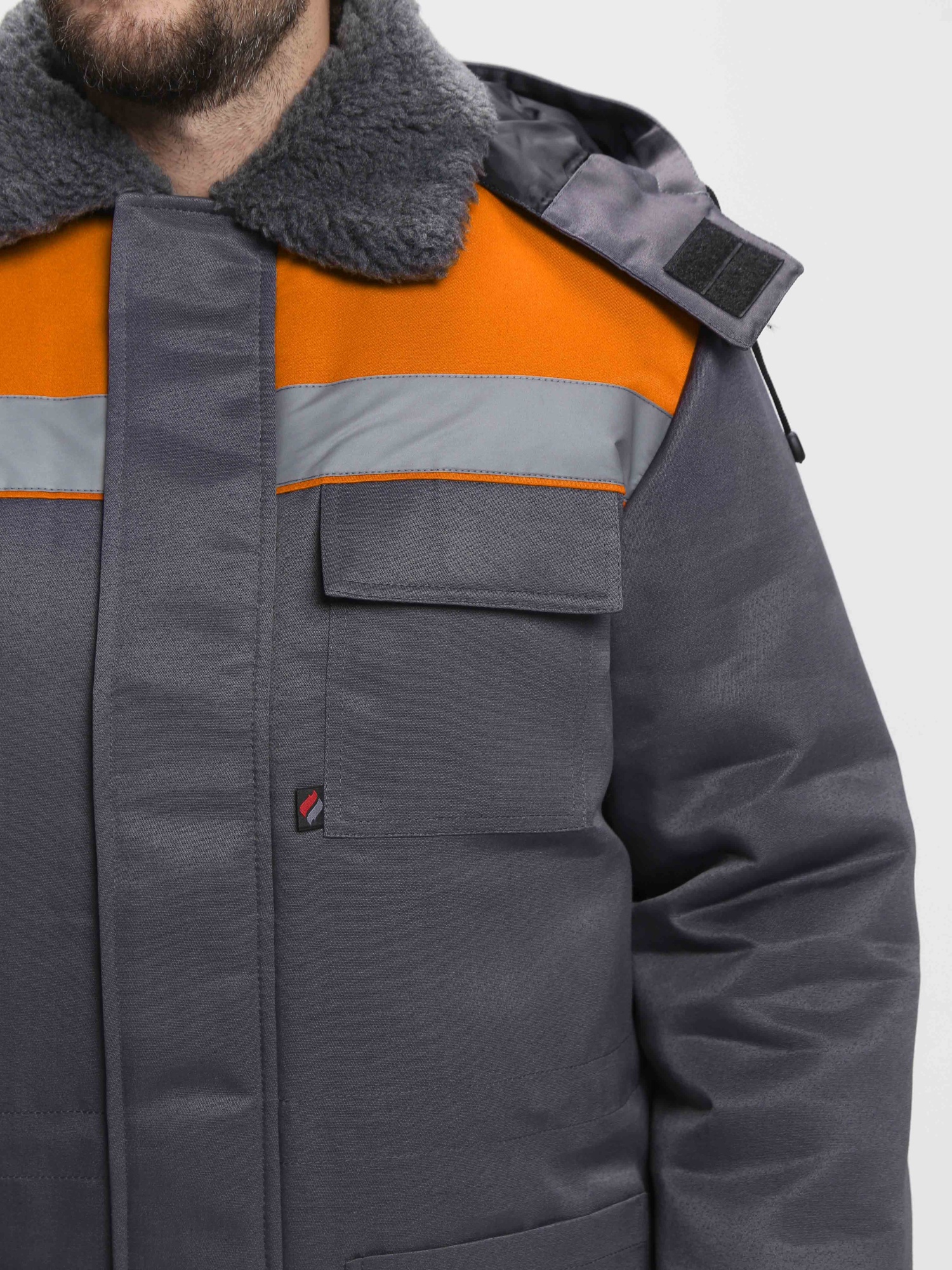 Куртка зимняя Бригада NEW (тк.Смесовая,210), т.серый/оранжевый